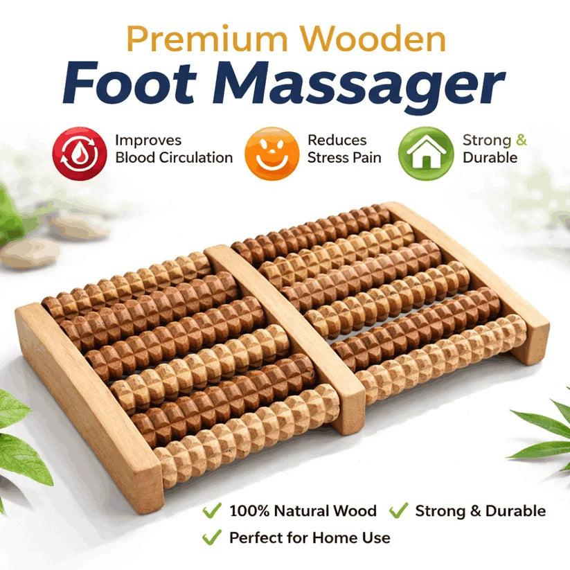 Premium Wooden Foot Massager – Natural Foot Roller | Mojan Mart Pakistan